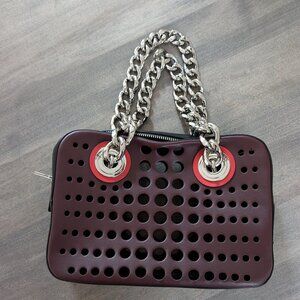 PRADA Prada Leather Chain Handbag Tote Bag (Brown & Black) - Excellent Condition